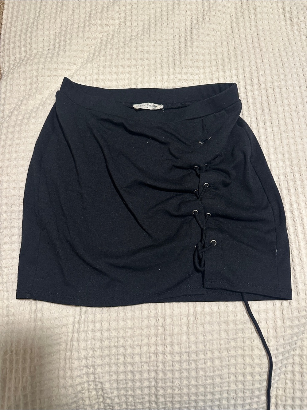 Bear Dance Black Lace-Up Side Mini Skirt